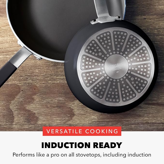 GreenPan x Bobby Flay 2.5QT Ceramic Nonstick Saucepan with Glass Lid, Black | PFAS-Free Diamond Ceramic Nonstick Chef Pan, Silicone Handle, Induction & All Stovetop Compatible, Dishwasher and Oven Safe