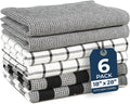LANE LINEN Kitchen Towels Set – Pack of 6 Cotton Dish Cloths, 18”x28”, Soft & Quick-Drying Tea Towels for Cleaning – Black