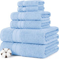 Modern Threads - Spun Loft 6-Piece 100% Combed Cotton Towel Set - Bath Towels, Hand Towels, & Washcloths - Super Absorbent & Quick Dry - 600 GSM - Soft & Plush, Blue