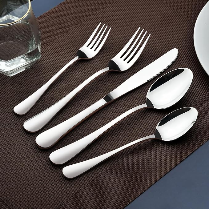 Silverware Set for 6,30 Piece Stainless Steel Flatware Utensils Cutlery Set | Heavy Duty Steak Knife Fork and Spoon, Dishwasher Safe, Gift Package for Wedding Housewarming