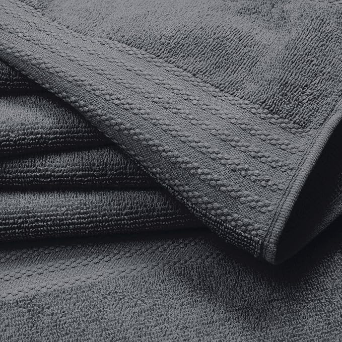 GLAMBURG Ultra Soft 6-Piece Hand Towel Set 16x28-100% Ringspun Cotton - Durable & Highly Absorbent Hand Towels - Ideal for use in Bathroom, Kitchen, Gym, Spa & General Cleaning - Charcoal Grey