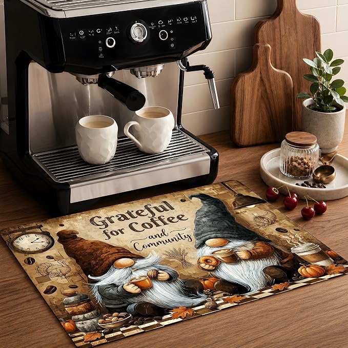 Gnome Stove Top Cover Mat, Coffee Kitchen Decor, 28.5 x 20.5 In (Santa Claus)