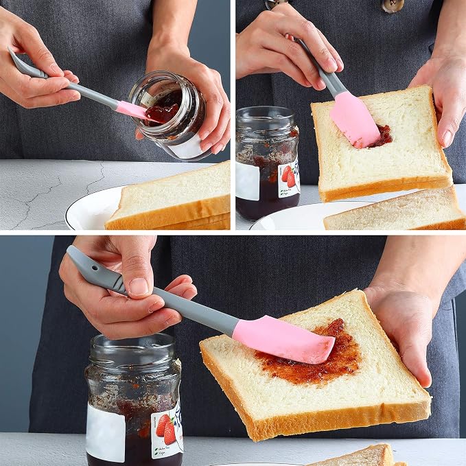 Silicone Mini Small Spatula, Curved Kitchen Can Jar Spatula | For Wet Canned Pet Food, Cooking Baking Frosting Scraping Mixing, Epoxy Resin Crafting