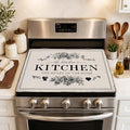 Floral Stove Top Cover Mat, Farmhouse Decor, 28.5 x 20.5In(Gray wood planks)