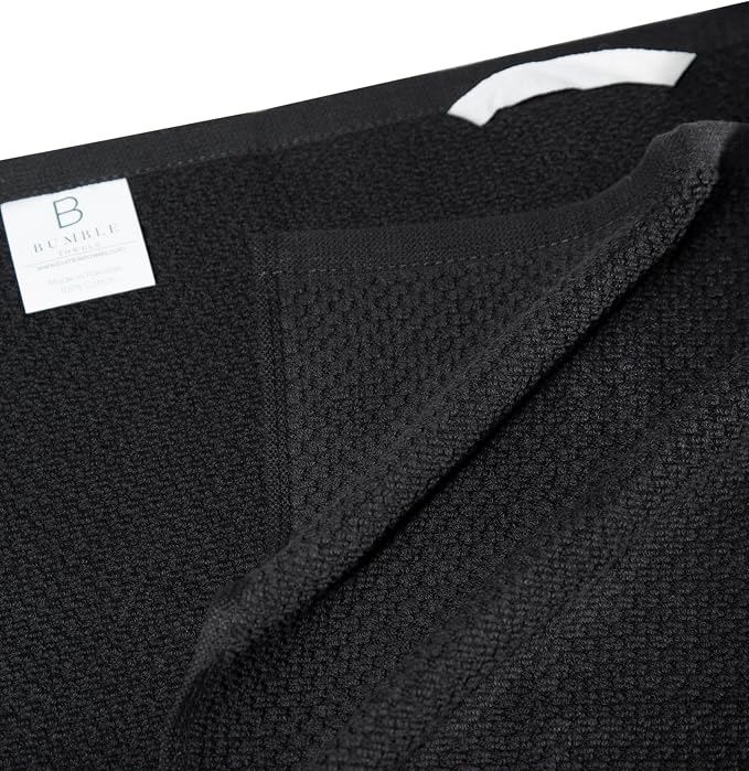 Bumble Kitchen Towels 6 Pack 100% Cotton 16"x26" - Black Wide Stripe | 430 GSM Soft Kitchen Hand Towels with Hanging Loop, Highly Absorbent & Durable for Washing and Drying Dishes