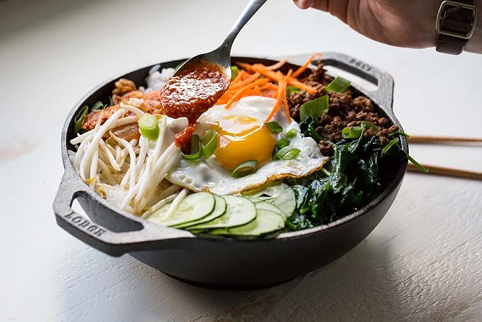 Lodge Cast Iron Mini Wok - Naturally Seasoned Stir Fry Pan with Dual Loop Handles - Compact Cast Iron Cookware for Searing, Serving & Everyday Cooking - 9 Inches