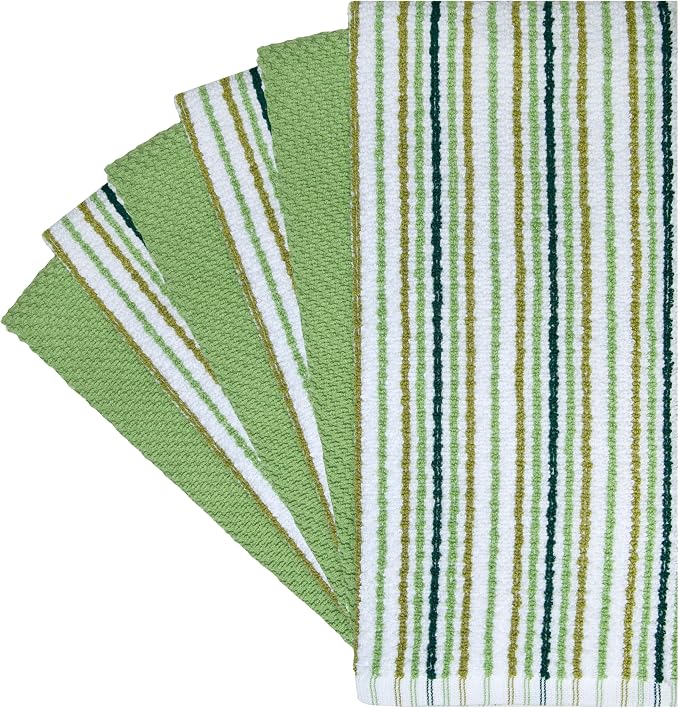 Bumble Kitchen Towels 6 Pack 100% Cotton 16"x26" - Sage | 430 GSM Soft Kitchen Hand Towels with Hanging Loop, Highly Absorbent & Durable for Washing and Drying Dishes