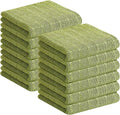 Homaxy 100% Cotton Terry Kitchen Towels, 12 Pack, Olive Green | Ultra Soft and Absorbent Dish Towels for Kitchen, Suitable for Drying and Washing Dishes