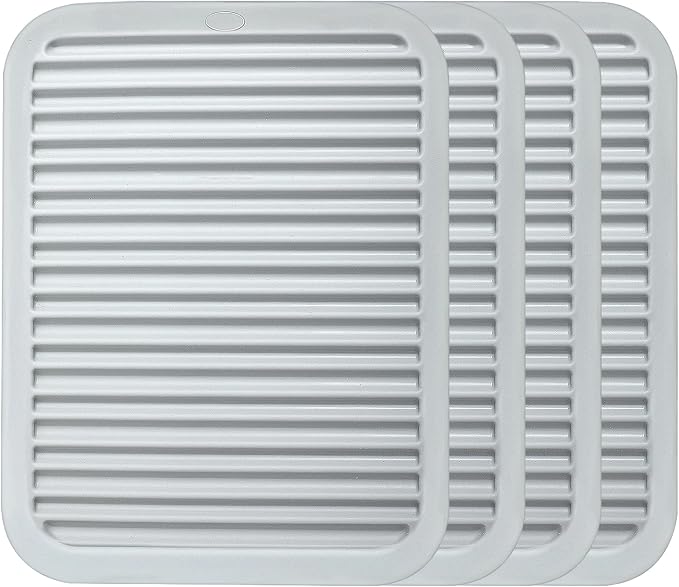 TOPULORS 3 PCS Silicone Trivets for Pots and Pans 9"x12" Heat Resistant Mat Hot Pads for Kitchen Quartz Countertops - Dish Drying Mat Non-Slip Potholders Pot Holders Trivets for Hot Dishes - Gray