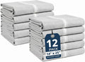 LANE LINEN Kitchen Towel Set, Pack of 12-14"x25" Tea Towels for Kitchen, Dish Drying Towels, Absorbent & Machine Washable, Soft & Durable, Reusable Cleaning Cloth for Glassware - Grey Chambray