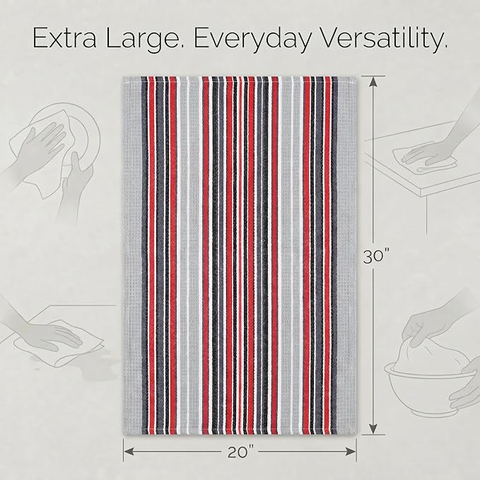 Urban Villa Kitchen Towels Cotton Dish Towels 20”x30” (Set of 6) Grey