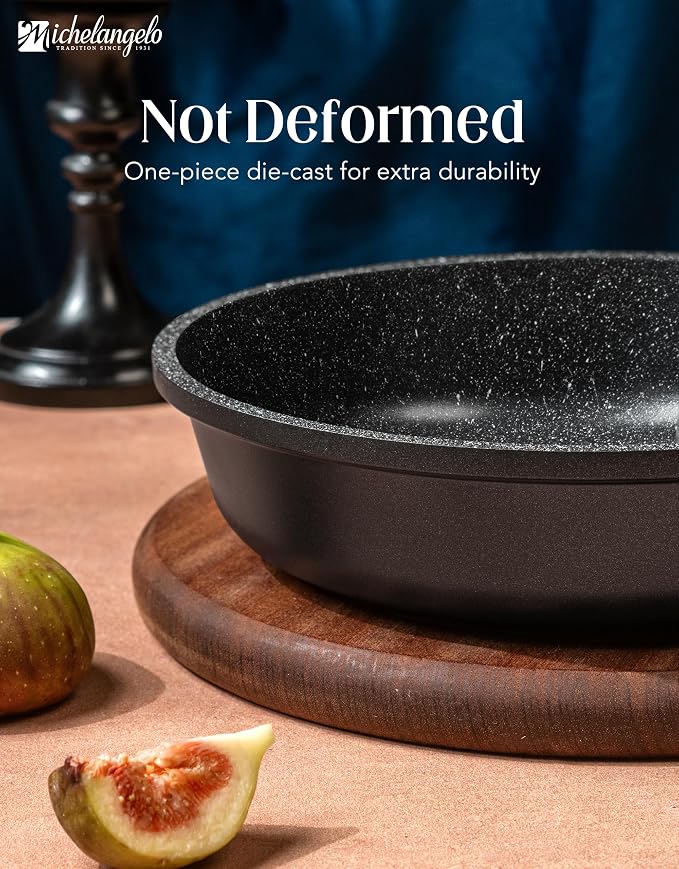 MICHELANGELO Nonstick Frying Pan - 8-Inch Non Stick Small Frying Pan with Silicone Handle | Easy to Clean, All Stovetops Compatible, Durable for Use