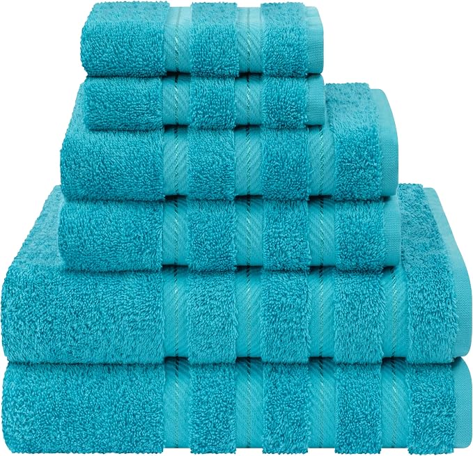 American Soft Linen 100% Cotton Luxury Turkish Towels, 6 Piece Towel Set | Soft Absorbent Quick Dry OEKO Tex Standard 100 Certificated Durable Machine Washable Premium Hotel Quality