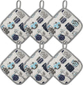 6-Pack Pot Holders for Kitchen, Quilted Hot Pads with Hanging Loop – Jar & Herb Pattern Heat Resistant Pot Holders for Hot Dishes, Pans & Oven Use(Grey)