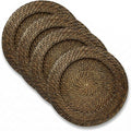 Rattan Plate Chargers, Brown, Round Woven, Set of 4 | Handwoven Natural Rattan With Warm Finish, 13x13in Round Fit For Dinner Plates, Durable Charger Set For Weddings & Banquets