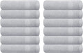 GLAMBURG Ultra Soft 12-Piece Washcloths Set 13x13-100% Ringspun Cotton - Durable & Highly Absorbent Face Towels - Ideal for use in Bathroom, Kitchen, Gym, Spa & General Cleaning - Light Grey