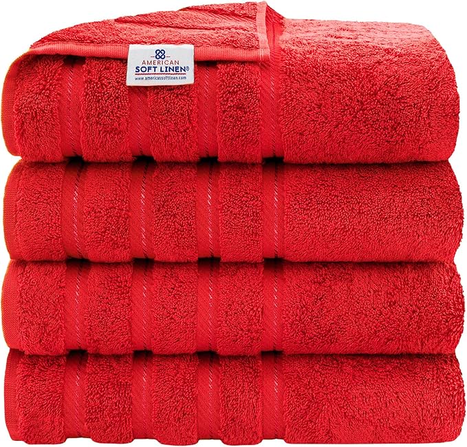 American Soft Linen 100% Cotton Luxury Turkish Towels, 4 PC Bath Towel Set | Soft Absorbent Quick Dry OEKO Tex Standard 100 Certificated Durable Machine Washable Premium Hotel Quality