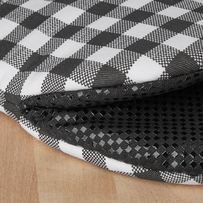 KITCHENAID Gingham Mini Oven Mitt 2-Pack Set, Matte Black, 5.5"x8"
