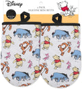 Disney Winnie the Pooh Mini Oven Mitts, 2-Pack, Heat Resistant 450F | Compact 5.5"x7.5" pot holders for kitchen, printed silicone offers non-slip grip, ambidextrous, hand wash or spot clean