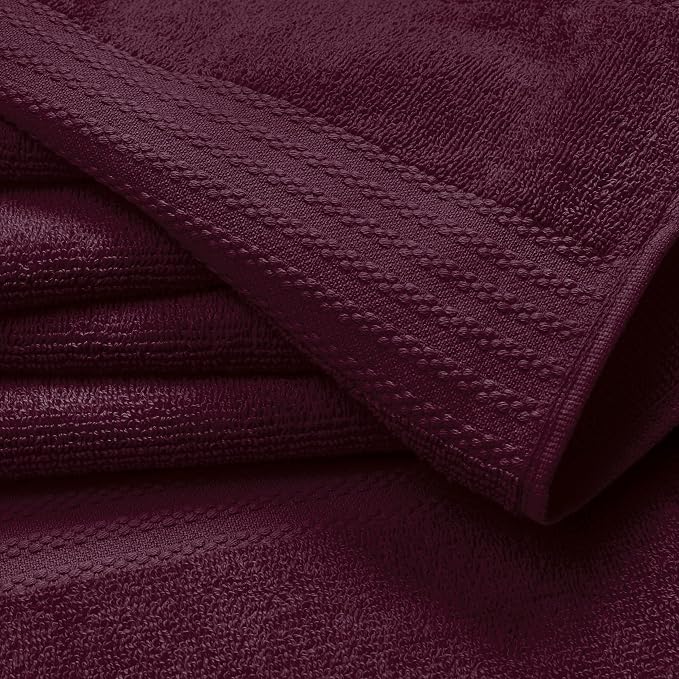 GLAMBURG Ultra Soft 6-Piece Hand Towel Set 16x28-100% Ringspun Cotton - Durable & Highly Absorbent Hand Towels - Ideal for use in Bathroom, Kitchen, Gym, Spa & General Cleaning - Burgundy