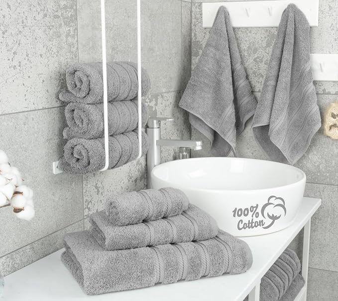 American Soft Linen 100% Cotton Luxury Turkish Towels, 6 Piece Towel Set | Soft Absorbent Quick Dry OEKO Tex Standard 100 Certificated Durable Machine Washable Premium Hotel Quality
