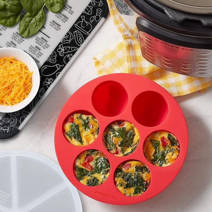 Instant Pot Official Silicone Egg Bites Pan with Lid - Compatible with 6 Qt., 8 Qt. Cookers - Ideal for Egg Bites, Muffins, Baby Food, and More - BPA-Free, Non-Stick, and Heat Resistant to 450°F