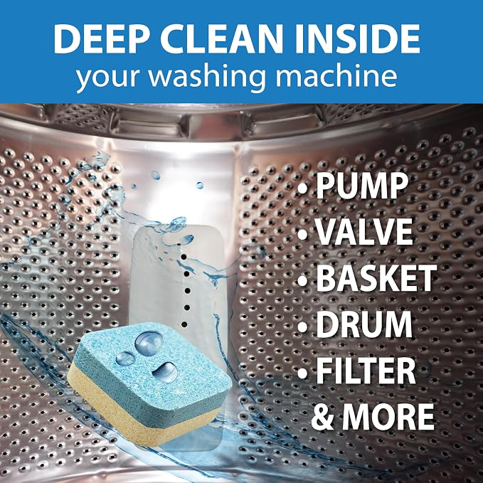 SANI 360° Enzyme Washing Machine Cleaner Tablets, 12-Pack, Lemon Scent | Deep-cleans and deodorizes front-load and top-load washers; 12 tablets provide up to a one-year supply when used monthly.