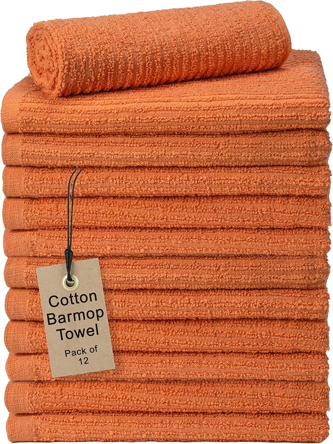 Textila Bar Mop Towels 16x19 Inch – Terra – Pack of 10, Cotton Dish Cloths & Cleaning Towels for Kitchen, Bar, Restaurant, Household Use – Absorbent, Durable, Reusable