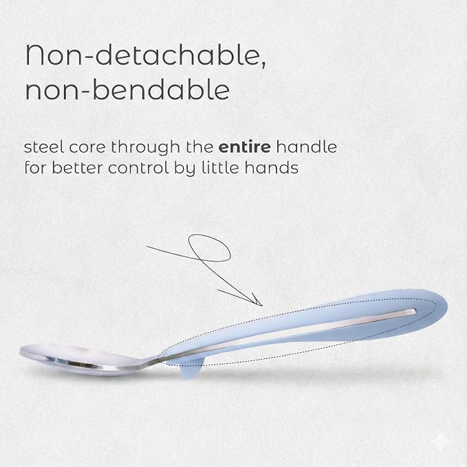ASOMIC 316 Stainless Steel Toddler Utensils with Travel Case, Sky Blue | 316 stainless steel fork and spoon with BPA-free silicone handles and travel case; dishwasher safe.