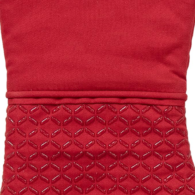 All-Clad Premium Ogee Silicone Printed Oven Mitt: Heat Resistant to 500 Degrees - 100% Cotton and Silicone, 14"x7" Oven Mitt for Kitchen and Barbeque, 2-Pack, Chili
