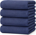 Kitinjoy 100% Cotton Waffle 4-Pack Kitchen Towels, 20" x 28", Navy Blue | Super Soft, Ultra-Absorbent, Fast Drying, lightweight, Quick Drying Kitchen Hand Towels