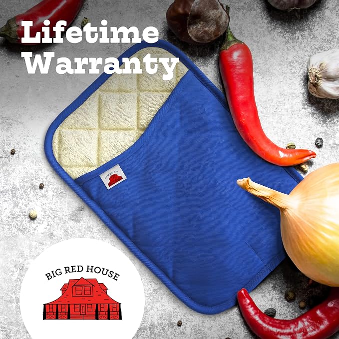 Silicone Pot Holders - Set of 2 Dark Royal Blue - 10x3 - Heat Resistant to 536 F / 280 C Kitchen Protectors Hot Pans Baking Professional Grade Cooking Mitts