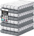 Homaxy Large Premium Cotton Kitchen Towels 16"x 28", 8 Pack, Grey | Natural Ring Spun 390 GSM Dish Towels, Super Absorbent Terry Kitchen Hand Towels, Soft Tea Towels with Hanging Loop