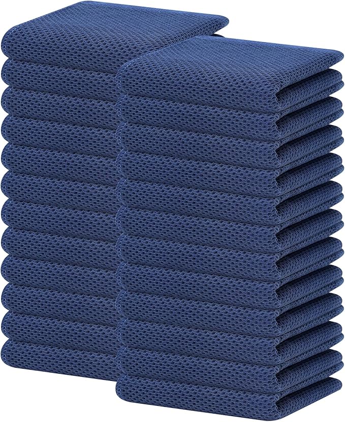 Homaxy 100% Cotton Waffle Weave Kitchen Dish Towels 24-Pack, Navy Blue | 13 x 28 Inches, Ultra Soft Absorbent Dish Towels, Quick Drying Cleaning Towels