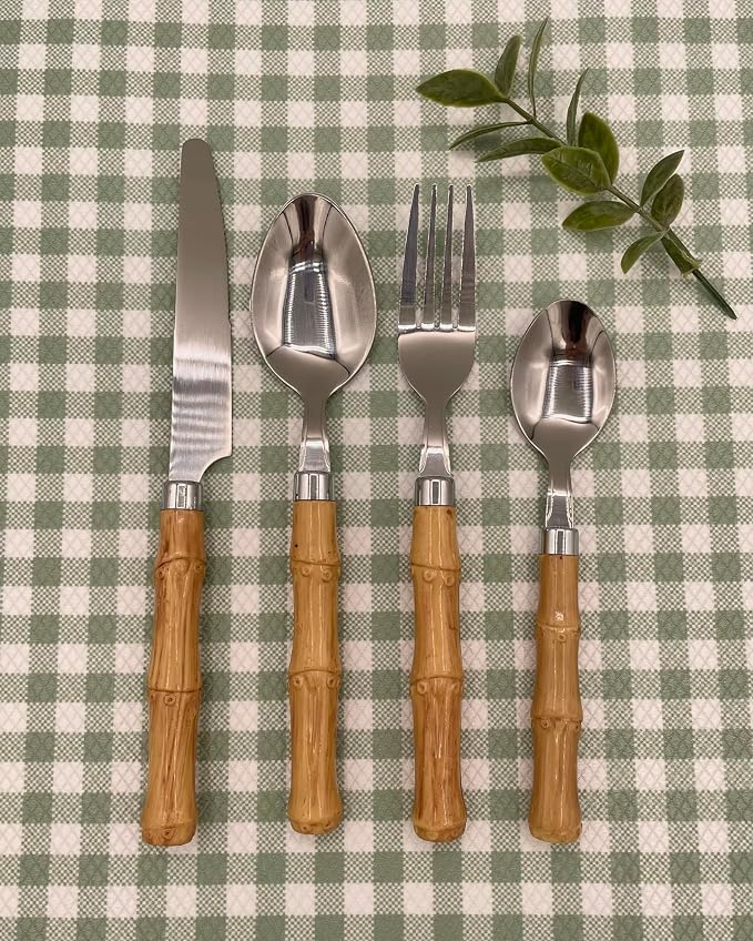 Gypsy Color Beyond Bamboo Stainless Steel Flatware Collection, Set of 16