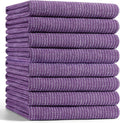 Mordimy Premium Large Cotton Kitchen Towels (18"x 28", 8 Pack), Purple | 100% Ring Spun Cotton, Super Absorbent, 380 GSM, Flat & Terry, Soft, Hanging Loop Dish Towels