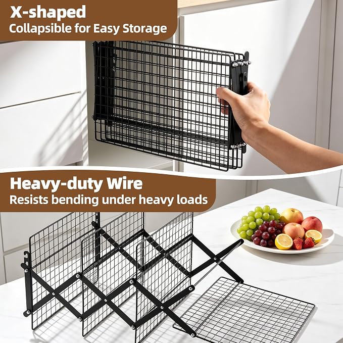 LIANYU 4-Tier Cooling Rack for Baking & Cooking, Collapsible & Space-Saving | Baking Wire Rack for Cooking, Nonstick 4 Adjustable Tiers, 3 Setting Design, Heavy Duty & Non-Toxic, Ideal for Cakes, Cookies