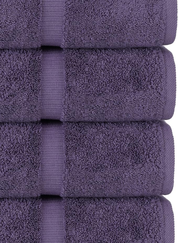 Chakir Turkish Linens 4 Piece Bath Towel Set, 100% Cotton Luxury Turkish Towels for Bathroom, Soft Absorbent Bath Towels, 27 x 54 Inches, Plum