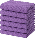 Homaxy 100% Cotton Terry Kitchen Towels(15" x 25", 6 Pack), Purple | Soft and Super Absorbent Dish Towels, 380 GSM Reusable Tea Towel with Hanging Loop, Pineapple Grid Designed