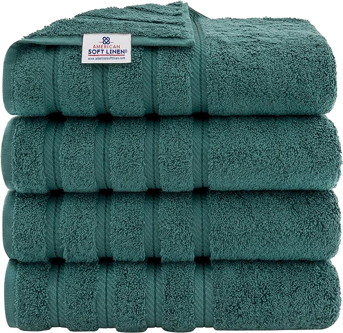 American Soft Linen 100% Cotton Luxury Turkish Towels, 4 PC Bath Towel Set | Soft Absorbent Quick Dry OEKO Tex Standard 100 Certificated Durable Machine Washable Premium Hotel Quality