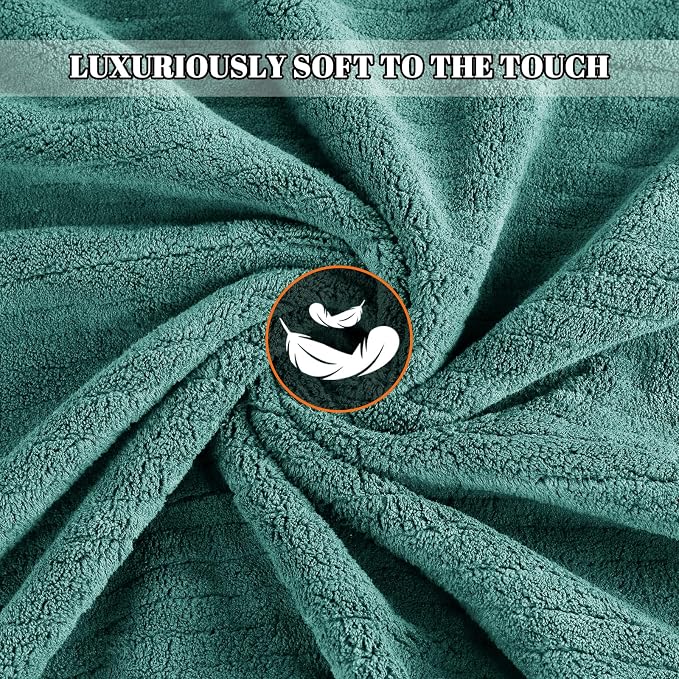 4 Pack Bath Towels Set 35 x 70in Extra Large, Ultra Soft Microfiber | Luxury Thick High Absorbent and Quick Dry Bath Sheet for Bathroom, Beach, Yoga, Sport,SPA, Fitness, Teal Green