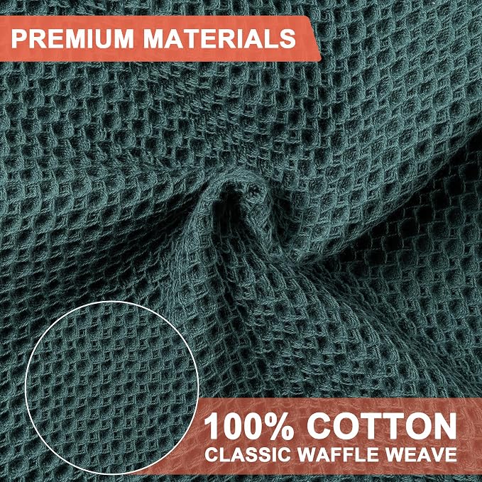 Kitchen Towels 6-Pack Kitchen Dish Cloths,100% Cotton,12x12,Blackish Green | Towels Waffle Weave,Ultra Soft Absorbent, Quick Drying