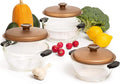 Moss & Stone Clear Glass Casserole Dish Set with Lids, Glass Baking Dishes | 3-Piece Borosilicate Glass Bakeware Set with Plastic Lids, 3 Round Baking Dishes for Oven, Microwave, Serving & Food Storage