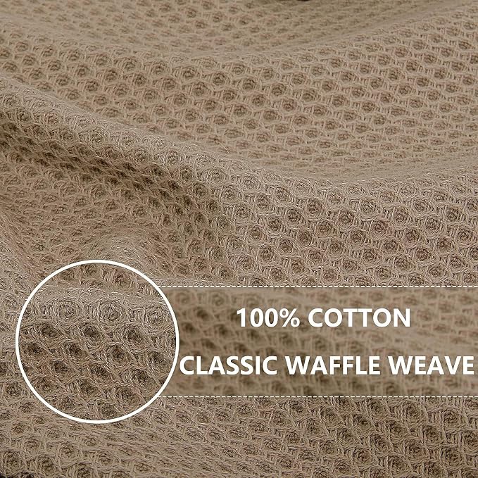 Homaxy 100% Cotton Waffle Weave Kitchen Dish Towels 18-Pack, Tan | 13 x 28 Inches, Ultra Soft Absorbent Dish Towels, Quick Drying Cleaning Towels