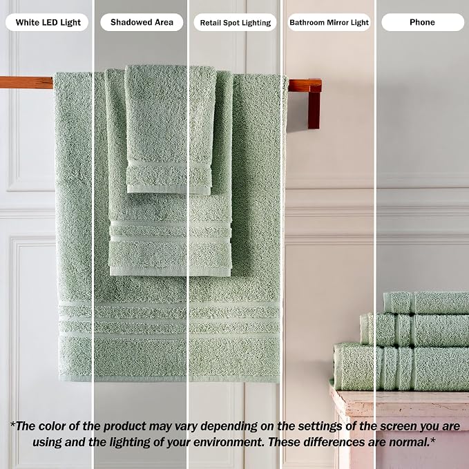 Hawmam Linen Light Green Hand Towels 4 Pack Turkish Cotton Premium Quality Soft and Absorbent Small Towels for Bathroom
