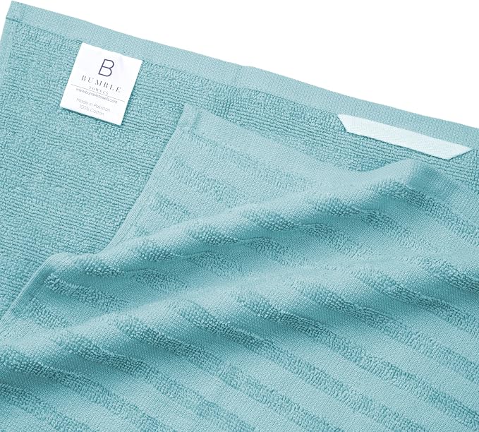 Premium Kitchen Towels 6 Pack 100% Cotton, 20"x28" - Aqua Solid | Large 450 GSM Terry Dish Towel, Kitchen Hand Towels with Hanging Loop, Highly Absorbent for Washing and Drying Dishes
