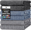 Homaxy 380 GSM Cotton Premium Kitchen Towels 6 Pack, 18"x 28", Mix | Flat and Terry Dish Towels, Highly Absorbent Tea Towel Set with Hanging Loop, Soft Kitchen Hand Towels, Navy/Grey/Black
