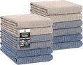 Homaxy 380 GSM Cotton Premium Kitchen Towels 12 Pack, 18"x 28", Multicolor | Flat and Terry Dish Towels, Highly Absorbent Tea Towel Set with Hanging Loop, Soft Utility Kitchen Hand Towels