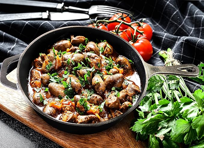Utopia Kitchen Cast Iron Skillet 10.25 Inch Pre-Seasoned PFAS-Free Black | Chef Pan, Even Heat Distribution, Stovetop, Oven, Campfire and Grill Safe, Large Skillet, Indoor Outdoor Use