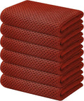 Kitinjoy 100% Cotton Waffle 6-Pack Kitchen Towels, 13" x 28", Rust | Super Soft, Ultra-Absorbent, Fast Drying, lightweight, Quick Drying Kitchen Hand Towels